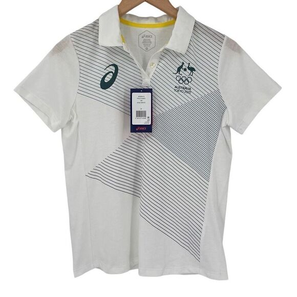 ASICS Australian Tokyo 2020 Olympic National Team Polo Shirt Women Medium White - Picture 1 of 6